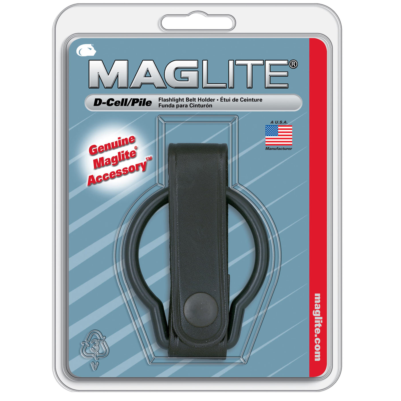 Leather belt clip for Maglite® D cell flashlights